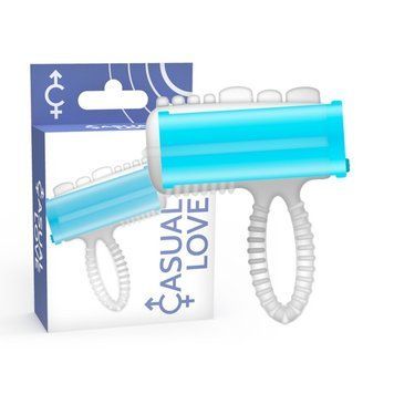 Эрекционное виброкольцо на член голубое Casual Love Ring Tongue Vibrating &mdash;  фото товара 1