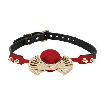 Розкішний силіконовий кляп Zalo Silicone Ball Gag Red, кристал Swarovski, шкіряний ремінець,  - 1