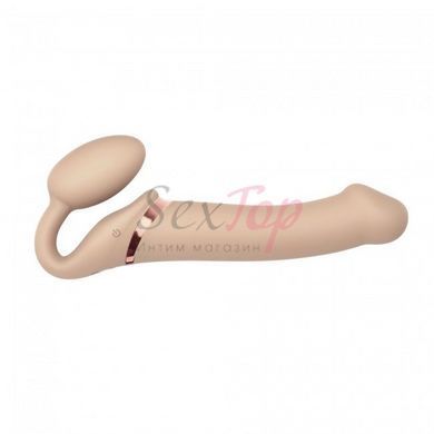 Безремневой страпон с вибрацией Strap-On-Me Vibrating Flesh L, диаметр 3,7см, пульт ДУ, регулируемый &mdash;  фото товара 6