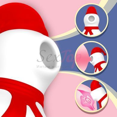 Кліторальний всмоктувальний вакуумний вібратор червоного кольору Cnt Christmas Snowman - фото товару 5