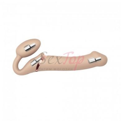 Безремневой страпон с вибрацией Strap-On-Me Vibrating Flesh L, диаметр 3,7см, пульт ДУ, регулируемый &mdash;  фото товара 4