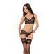 Комплект білизни Passion Exclusive VELIA SET L/XL black, напівпрозорий ліф, трусики-пояс для панчіх &mdash; фото 1 з 4