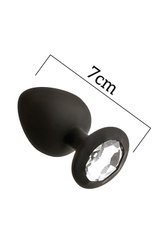 Анальна пробка з кристалом MAI Attraction Toys №47 Black, довжина 7см, діаметр 2,8 см SO4630 фото