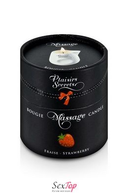 Масажна свічка Plaisirs Secrets Strawberry (80 мл) подарункова упаковка, керамічний посуд SO1848 фото