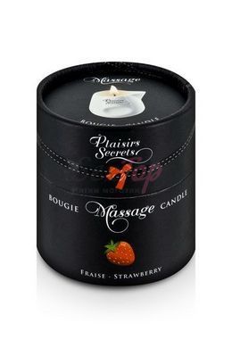 Массажная свеча Plaisirs Secrets Strawberry (80 мл) подарочная упаковка, керамический сосуд &mdash;  фото товара 3