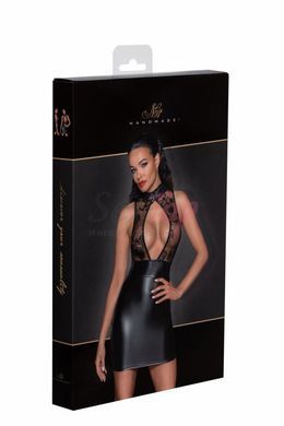 (SALE) Сукня Noir Handmade F241 Short dress with powerwetlook skirt and tulle top - L - фото товару 7