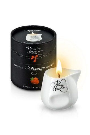 Массажная свеча Plaisirs Secrets Strawberry (80 мл) подарочная упаковка, керамический сосуд &mdash;  фото товара 1