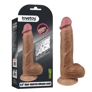 Фаллоимитатор силиконовый с венками коричневый на присоске Lovetoy, Коричневый - 1