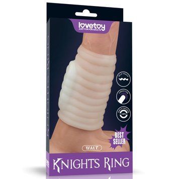 Вибронасадка на пенис белого цвета Lovetoy Vibrating Knights Ring длина 100 мм &mdash;  фото товара 1