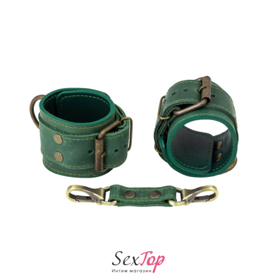 Премиум наручники LOVECRAFT зеленые, натуральная кожа, в подарочной упаковке SO3293 фото