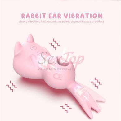 Вакуумний кролик вібратор 3 в 1 рожевий Cnt Kissing Bunny - фото товару 5