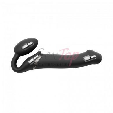 Безремневой страпон с вибрацией Strap-On-Me Vibrating Black L, диаметр 3,7см, пульт ДУ, регулируемый &mdash;  фото товара 4