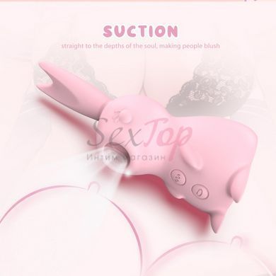 Вакуумний кролик вібратор 3 в 1 рожевий Cnt Kissing Bunny - фото товару 6