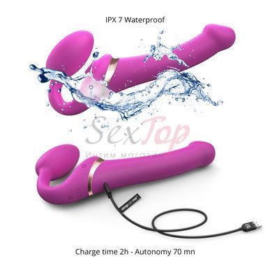 Безремінний вібрострапон з вакуумною стимуляцією Strap-On-Me MULTI ORGASM Fuchsia M, регульований - фото товару 3