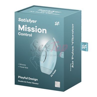 Вакуумний стимулятор з вібрацією Satisfyer Mission Control Blue, 2 незалежні мотори - фото товару 6
