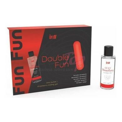 Набір Intt DOUBLE FUN: віброкуля (10 режимів, перезаряджувана), полунична змазка на водній основі,  - 3