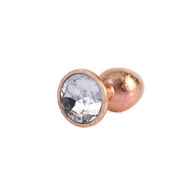 Анальная пробка золотистого цвета с сиреневым кристаллом Chisa Nebula Gem Butt Plug размер Small &mdash;  фото товара 4