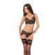 Комплект білизни Passion Exclusive VELIA SET S/M, black, напівпрозорий ліф, трусики-пояс для панчіх &mdash; фото 1 з 4