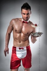 Чоловік еротичний костюм офіціанта Passion 019 SHORT red L / XL Червоний 1