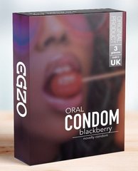 Оральний презерватив зі смаком ожини EGZO Blackberry упаковка 3 шт  1