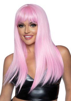Длинный розовый парик Leg Avenue Long straight bang wig, гладкий, 61 см,  - 1