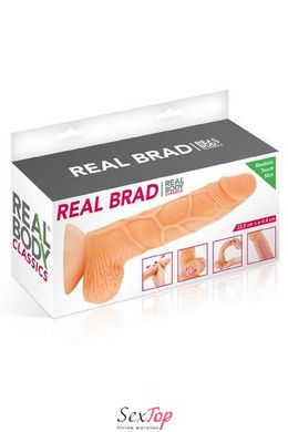 Фалоімітатор із рухомою крайньою плоттю Real Body — Real Brad, діаметр 4,5 см, TPE SO1889 фото