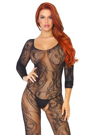 Бодистокинг Leg Avenue Swirl Lace Bodystocking One size Black, ажурная ткань, доступ &mdash;  фото товара 1