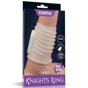 Вибронасадка на член белого цвета Lovetoy Knights Ring &mdash;  фото товара 1