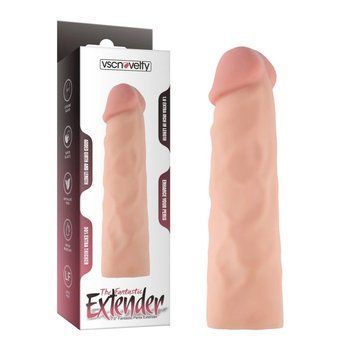 Насадка на член реалистичная удлиняющая телесного цвета Vscnovelty Fantastic Penis Extender, Телесный - 1