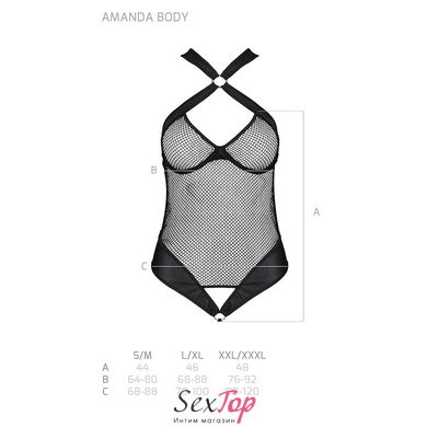 Сетчатый боди с халтером Amanda Body black L/XL - Passion SO5315 фото
