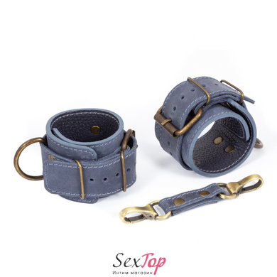 Премиум наручники LOVECRAFT голубые, натуральная кожа, в подарочной упаковке SO3294 фото