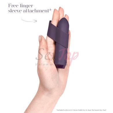 Минивибратор Je Joue - Classic Bullet Vibrator Purple с глубокой вибрацией и фиксацией на палец &mdash;  фото товара 7