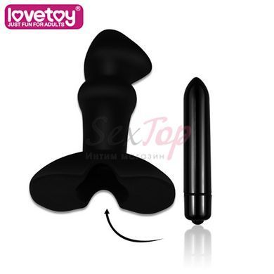 Водонепроникна силіконова анальна пробка чорна Lovetoy - фото товару 2