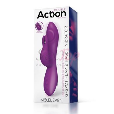 Вибратор с клиторальным отростком Action No Eleven G-Spot для стимуляции и режимом пульсации фиолетовый &mdash;  фото товара 2