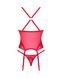 Прозорий корсет Obsessive Lacelove corset XS/S Red, мереживо, підв’язки для панчіх SO8649 фото 4
