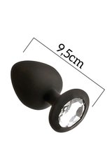 Анальна пробка з кристалом MAI Attraction Toys №49 Black, довжина 9,5 см, діаметр 4 см SO4632 фото