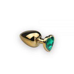 Анальна пробка, Gold Heart Emerald, M 281351 фото
