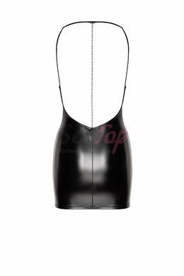 Сукня Noir Handmade F307 Mirage wetlook mini dress with jewelry rhinestone chain - L - фото товару 5