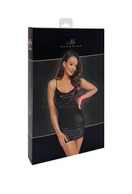 Сукня Noir Handmade F307 Mirage wetlook mini dress with jewelry rhinestone chain - L - фото товару 7