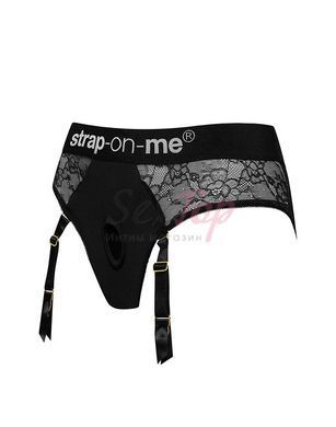 Кружевные трусы для страпона с подвязками для чулок Strap-On-Me DIVA HARNESS - L &mdash;  фото товара 2