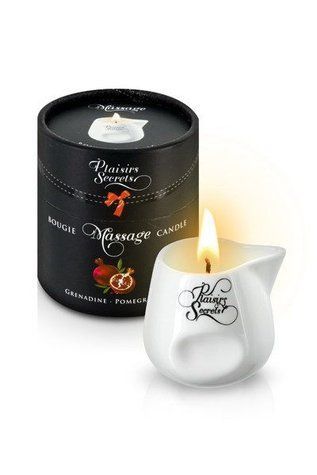Массажная свеча Plaisirs Secrets Pomegranate (80 мл) подарочная упаковка, керамический сосуд &mdash;  фото товара 1
