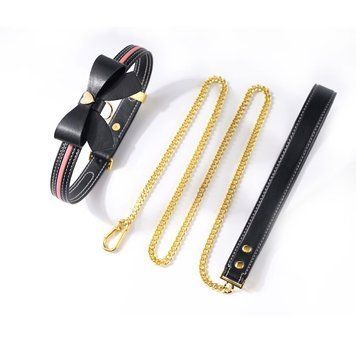 Поводок LOCKINK SEVANDA Love Heart Butterfly Leather Collar Set - Black,  - 1
