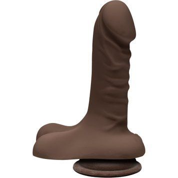 Фалоімітатор Doc Johnson The D - Super D - 6 Inch With Balls - ULTRASKYN - Chocolate, діаметр 3,8 см,  - 1