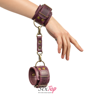 Преміум наручники LOVECRAFT фіолетові, натуральна шкіра, в подарунковій упаковці SO3295 фото