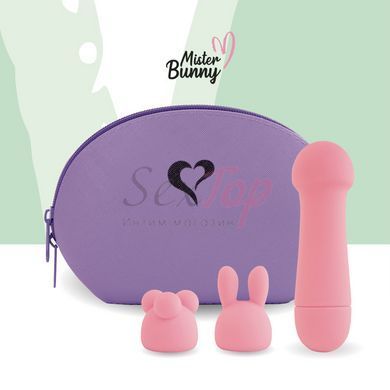 Мінівібратор FeelzToys Mister Bunny Pink з двома насадками - фото товару 4
