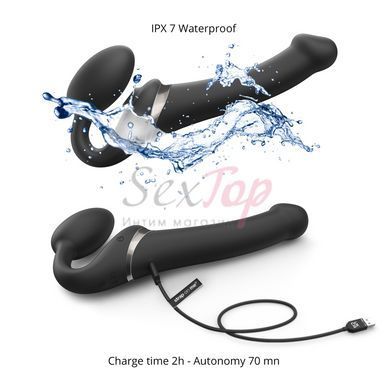 Безремневой вибрострапон с вакуумной стимуляцией Strap-On-Me MULTI ORGASM Black XL, регулируемый &mdash;  фото товара 3