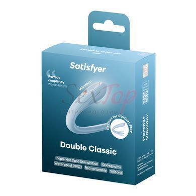 Вибратор для пар Satisfyer Double Classic Light Blue с одним моторчиком &mdash;  фото товара 7