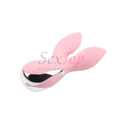 Розовый двойной вибратор для мастурбации Light Pink Oh My Rabbit - фото товару 3