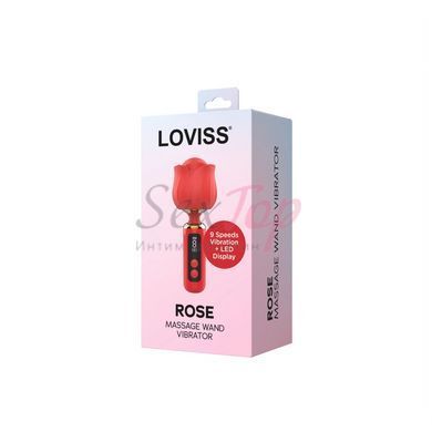 Вібромасажер Loviss Rose Mini Massage Wand Vibrator, головка у вигляді троянди, 9 режимів - фото товару 6