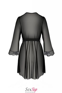 Пеньюар Passion Amberly Peignoir 4XL/5XL black, ажурные декольте и манжеты, широкие рукава SO7053 фото